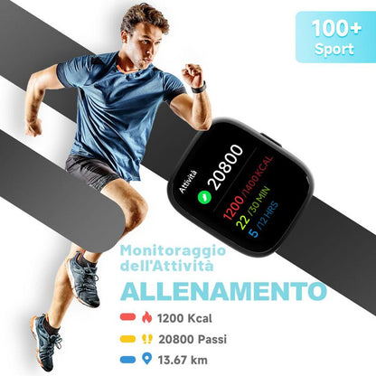 Orologio intelligente multifunzione per uomo / donna, orologio fitness tracker da 1,83 inch con tracciatore di passi / attività, contapassi, orologio intelligente, risposta / effettuare chiamate compatibile con Android iOS, idea regalo per lui / lei
