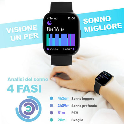Orologio intelligente multifunzione per uomo / donna, orologio fitness tracker da 1,83 inch con tracciatore di passi / attività, contapassi, orologio intelligente, risposta / effettuare chiamate compatibile con Android iOS, idea regalo per lui / lei