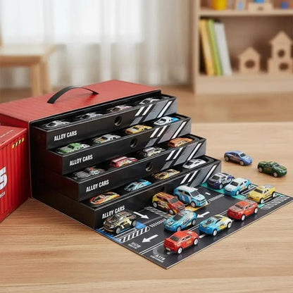 48-teiliges Rennspielzeug-Set aus leichtem Metall, mit Rückstoßmechanismus, Mini-Auto mit Reibungsmotor – perfekt für Partys und als Geschenk für Kinder