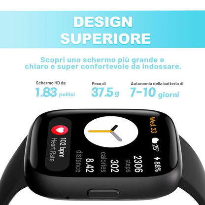 Orologio intelligente multifunzione per uomo / donna, orologio fitness tracker da 1,83 inch con tracciatore di passi / attività, contapassi, orologio intelligente, risposta / effettuare chiamate compatibile con Android iOS, idea regalo per lui / lei