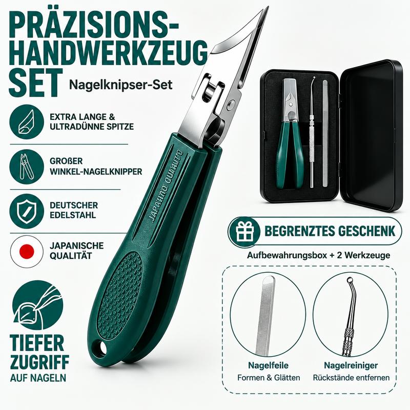 Eagle-Beak-Nagelknipser, 3-teiliges Maniküre-Set, Nagelknipser mit breiter Öffnung, Spritzschutz und schräger Schneide, langer Griff, für dicke Nägel, Senioren & eingewachsene Nägel