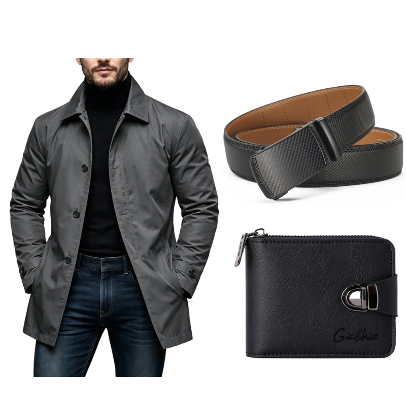 ⏰ Ultimo Giorno di Saldi – SCONTO 50% ✨Trench da uomo impermeabile di media lunghezza