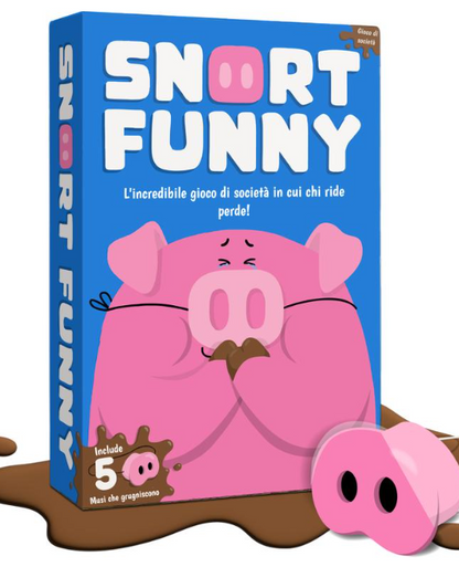Snort Funny - Chi Ride Perde - Giochi Da Tavolo Adulti e Bambini - Con 150 Carte Sfida, 5 Musetti Di Maiale E Gettoni - Divertente Gioco Da Tavolo Per Tutta La Famiglia - Da 4-8 Giocatori - Età 8+