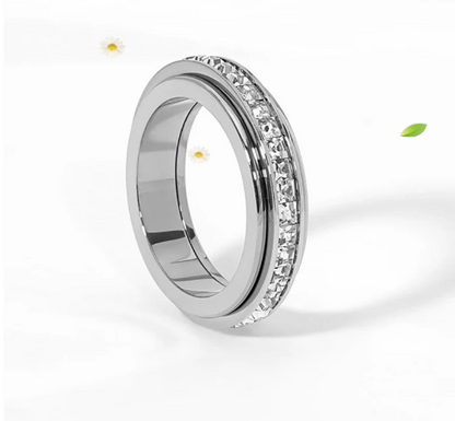 📢📢50% DI SCONTO!!! 🎅Anello girevole in acciaio al titanio con zircon