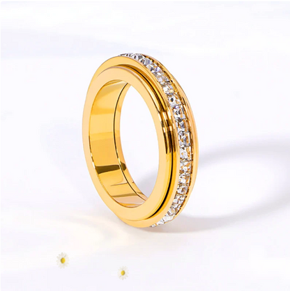 📢📢50% DI SCONTO!!! 🎅Anello girevole in acciaio al titanio con zircon