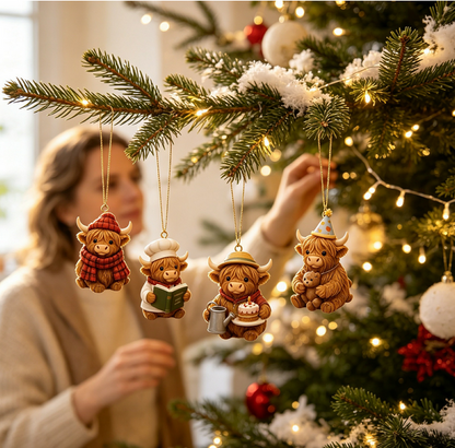 24 Tage Adventskalender mit Hochlandkühe – Weihnachts Countdown Geschenkbox mit Sammlerobjekt, festliches Spielzeugset für die Heimdekoration, ideales Geschenk für Kinder und Kühenfans
