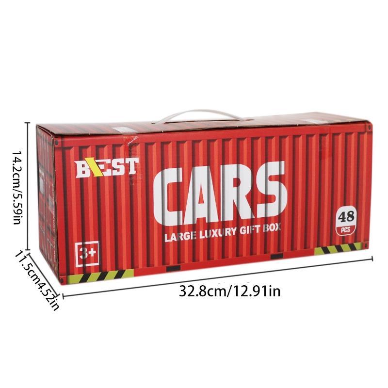 48-teiliges Rennspielzeug-Set aus leichtem Metall, mit Rückstoßmechanismus, Mini-Auto mit Reibungsmotor – perfekt für Partys und als Geschenk für Kinder
