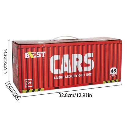 48-teiliges Rennspielzeug-Set aus leichtem Metall, mit Rückstoßmechanismus, Mini-Auto mit Reibungsmotor – perfekt für Partys und als Geschenk für Kinder