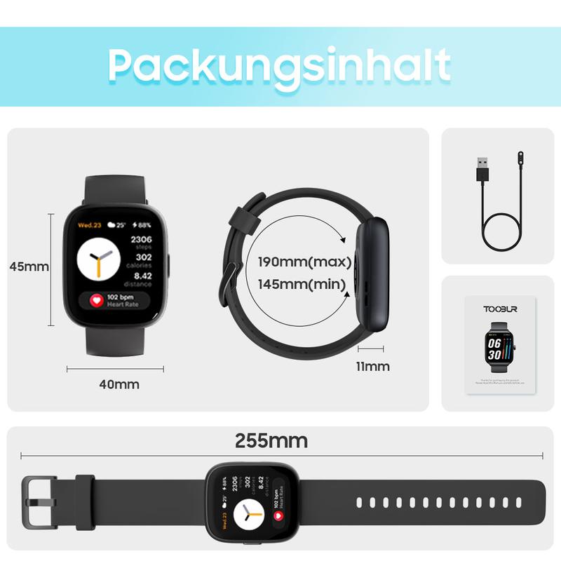 Orologio intelligente multifunzione per uomo / donna, orologio fitness tracker da 1,83 inch con tracciatore di passi / attività, contapassi, orologio intelligente, risposta / effettuare chiamate compatibile con Android iOS, idea regalo per lui / lei
