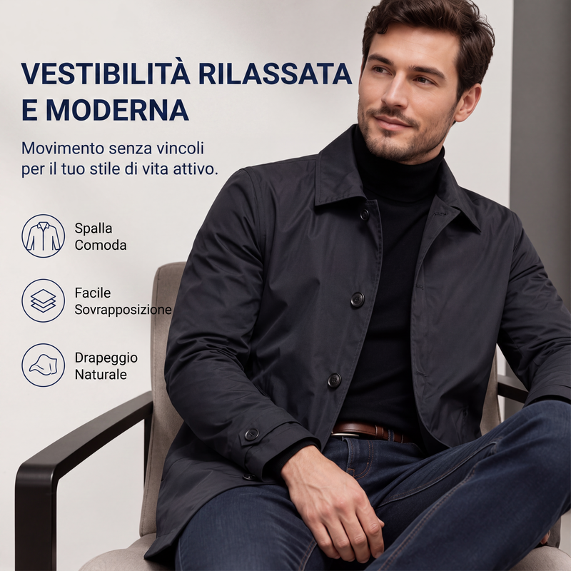 ⏰ Ultimo Giorno di Saldi – SCONTO 50% ✨Trench da uomo impermeabile di media lunghezza