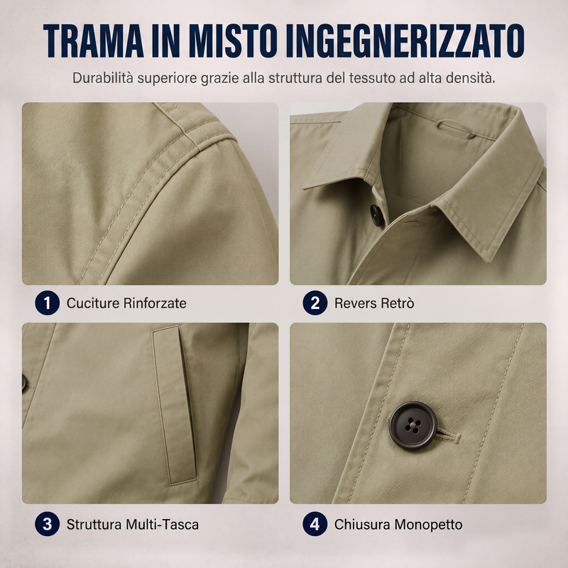 ⏰ Ultimo Giorno di Saldi – SCONTO 50% ✨Trench da uomo impermeabile di media lunghezza