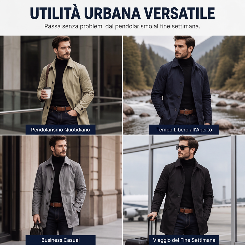 ⏰ Ultimo Giorno di Saldi – SCONTO 50% ✨Trench da uomo impermeabile di media lunghezza