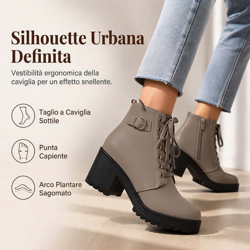 🔥SCONTO DEL 50%! 🥾Stivaletti da donna con tacco grosso e plateau