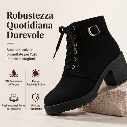 🔥SCONTO DEL 50%! 🥾Stivaletti da donna con tacco grosso e plateau